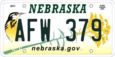 NE license plate AFW379