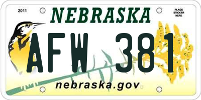 NE license plate AFW381