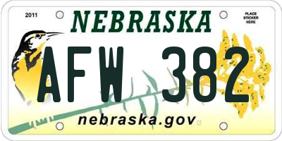 NE license plate AFW382