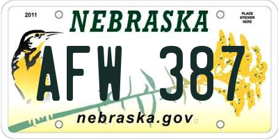 NE license plate AFW387