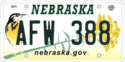 NE license plate AFW388