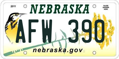 NE license plate AFW390