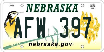 NE license plate AFW397