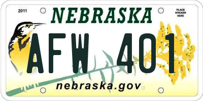 NE license plate AFW401