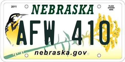 NE license plate AFW410