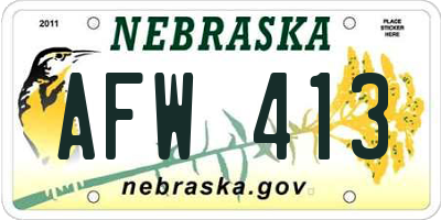 NE license plate AFW413