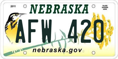 NE license plate AFW420
