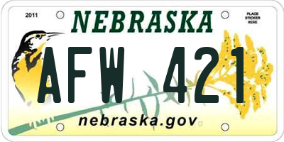 NE license plate AFW421