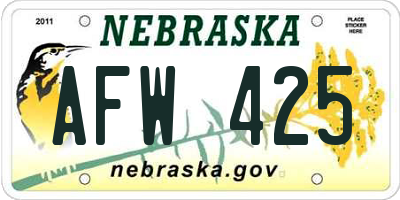 NE license plate AFW425