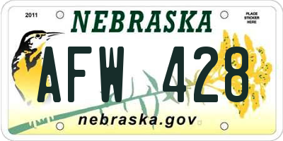 NE license plate AFW428