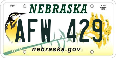 NE license plate AFW429