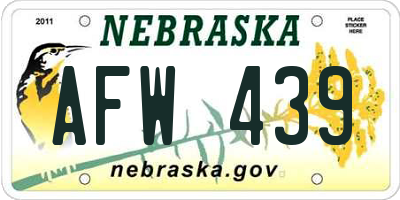 NE license plate AFW439