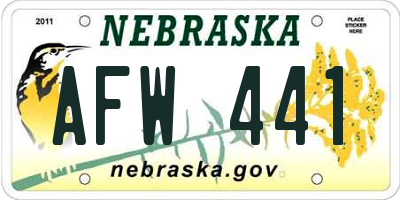 NE license plate AFW441