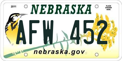 NE license plate AFW452