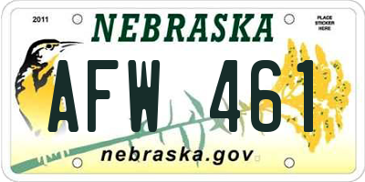 NE license plate AFW461