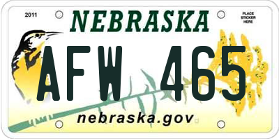 NE license plate AFW465