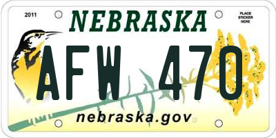 NE license plate AFW470