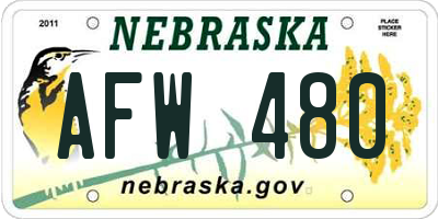 NE license plate AFW480