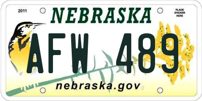 NE license plate AFW489