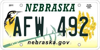 NE license plate AFW492