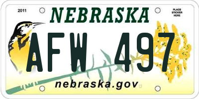 NE license plate AFW497