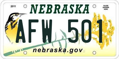 NE license plate AFW501