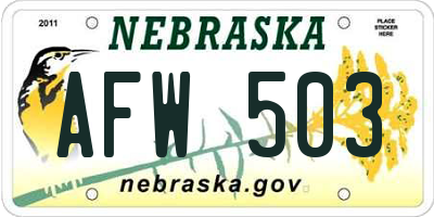 NE license plate AFW503
