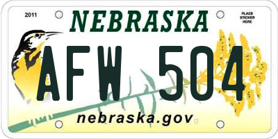 NE license plate AFW504