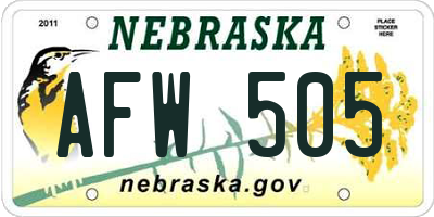 NE license plate AFW505