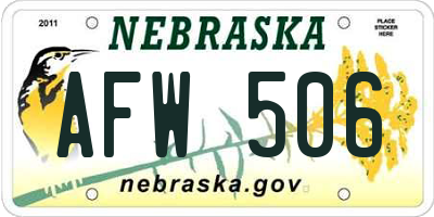NE license plate AFW506