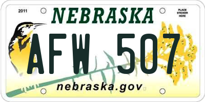 NE license plate AFW507