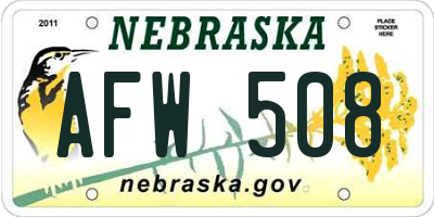 NE license plate AFW508