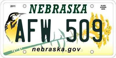 NE license plate AFW509