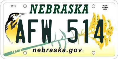 NE license plate AFW514
