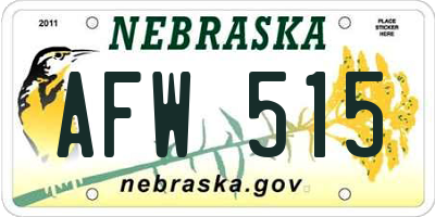 NE license plate AFW515
