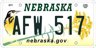 NE license plate AFW517