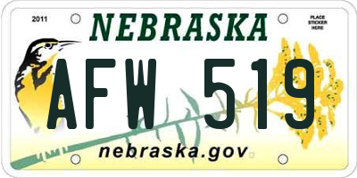NE license plate AFW519