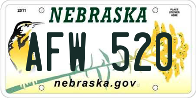 NE license plate AFW520