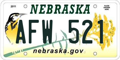 NE license plate AFW521