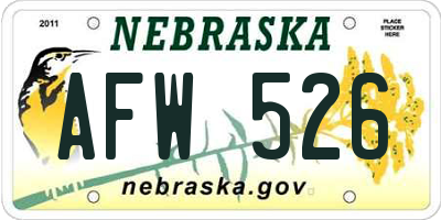 NE license plate AFW526