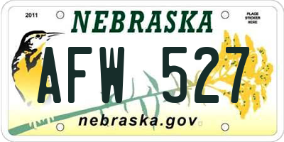 NE license plate AFW527