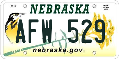 NE license plate AFW529