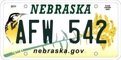 NE license plate AFW542