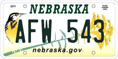 NE license plate AFW543