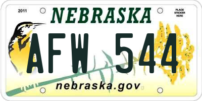 NE license plate AFW544