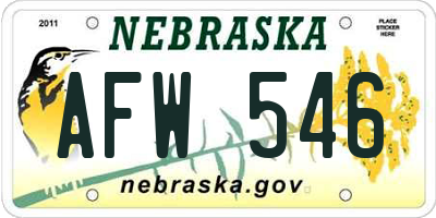 NE license plate AFW546