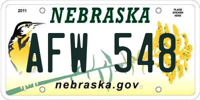 NE license plate AFW548