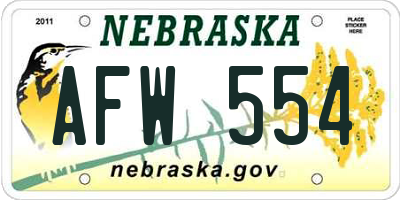 NE license plate AFW554