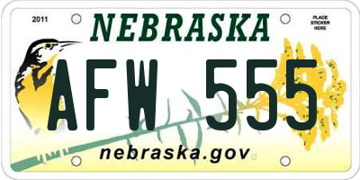 NE license plate AFW555