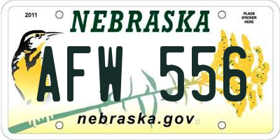 NE license plate AFW556